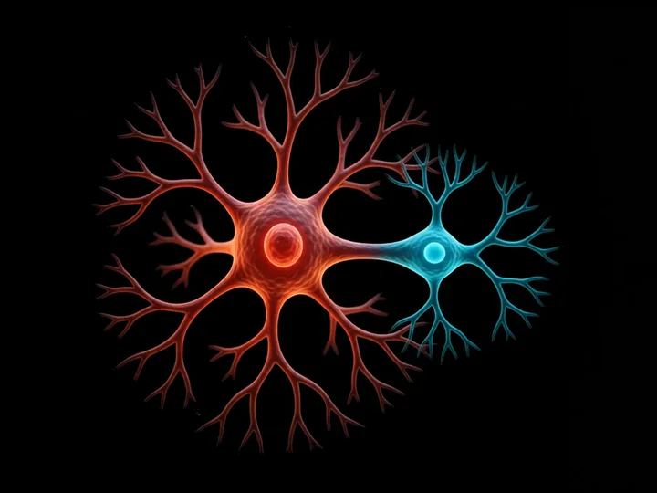 Biological Games coral and cyan neuron mark